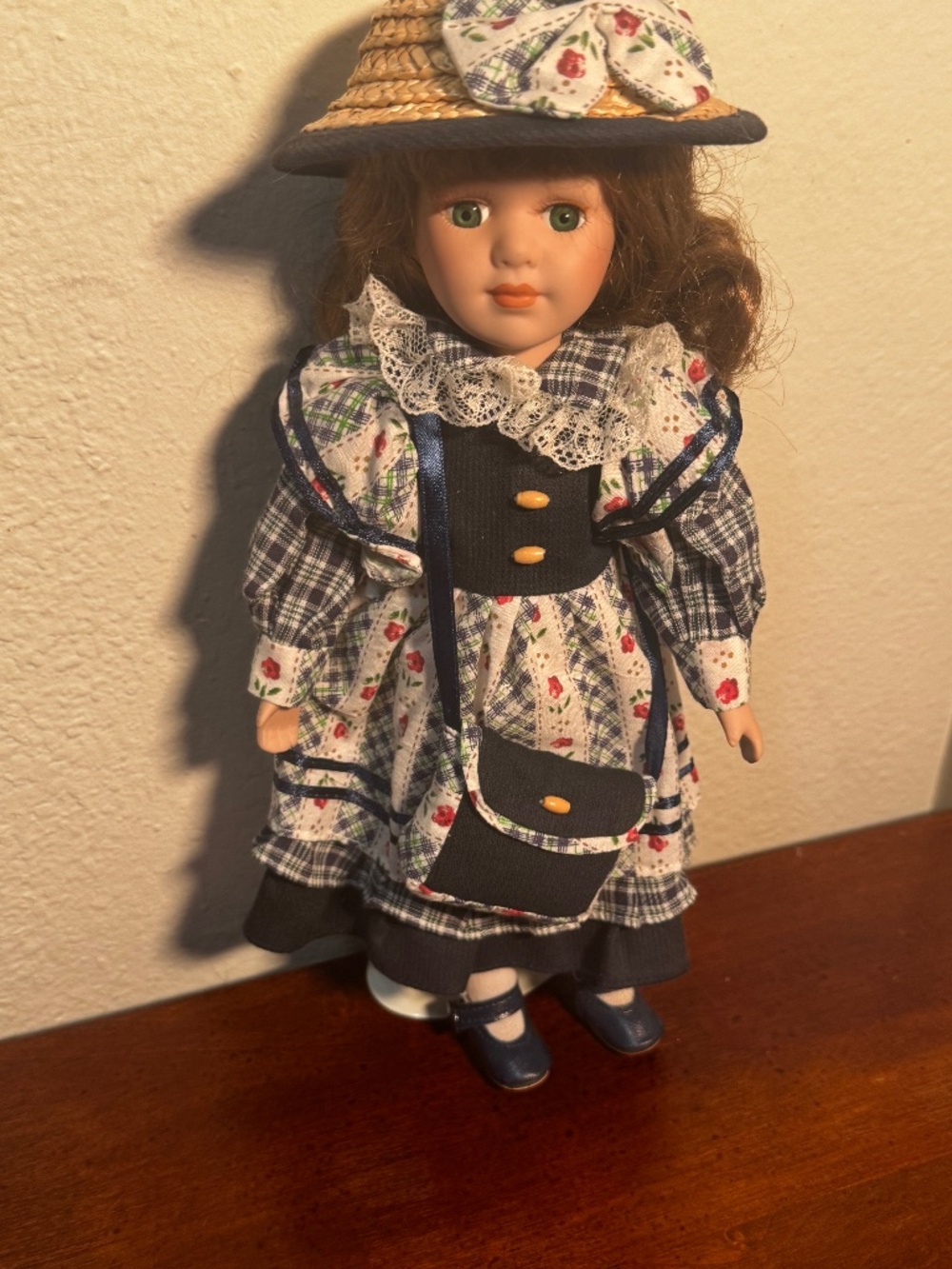 Vintage Doll With Hat And Bag